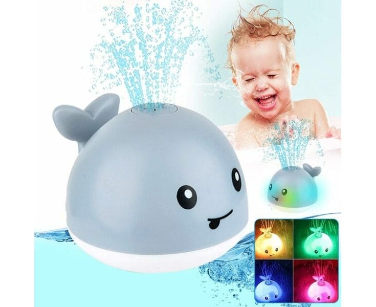 Whale Water Sprinkler Bath Toy - Grey Carousel 1