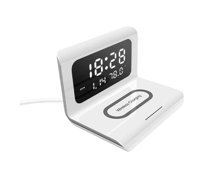 2 In 1 Multifunctional Digital Clock And Fast Wireless Charger - White Carousel 1