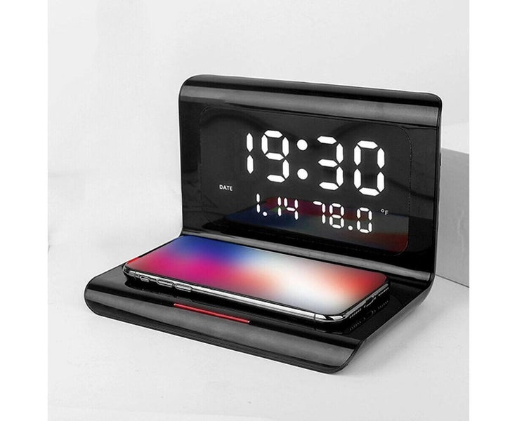 2 In 1 Multifunctional Digital Clock And Fast Wireless Charger - White Carousel 4