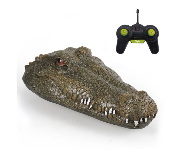 Flytec V002 RC Boat with Simulation Crocodile Head Spoof Toy - Army Green Carousel 1