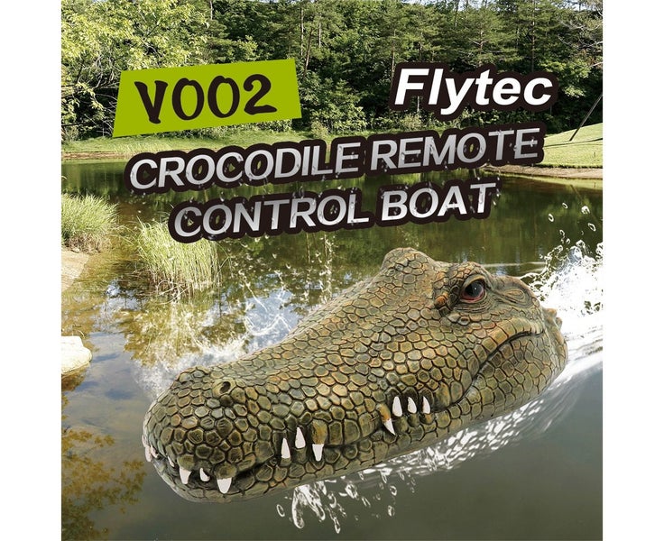 Flytec V002 RC Boat with Simulation Crocodile Head Spoof Toy - Army Green Carousel 4