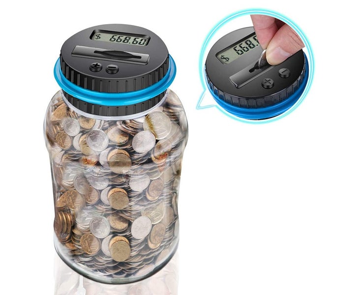 Digital money box with counter coin counting money jar, LCD display piggy bank Carousel 1