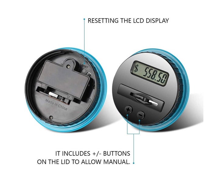 Digital money box with counter coin counting money jar, LCD display piggy bank Carousel 7