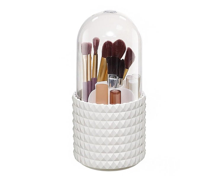 Rotating Dustproof Makeup Brush Storage Transparent Lipstick Storage Rack Carousel 1