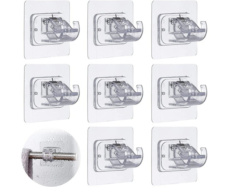 8 PCS Self Adhesive Curtain Rod Bracket Drapery Hook Holders Carousel 1