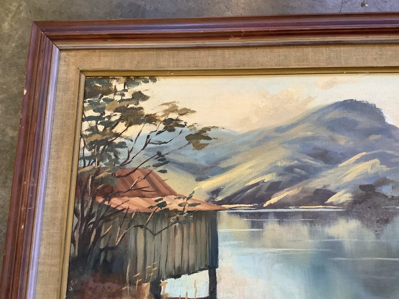 Vintage oil painting by Cynthia Taylor beautiful whangaroa northland landscape.62863864367619113
