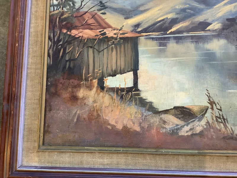 Vintage oil painting by Cynthia Taylor beautiful whangaroa northland landscape.62863864367619114