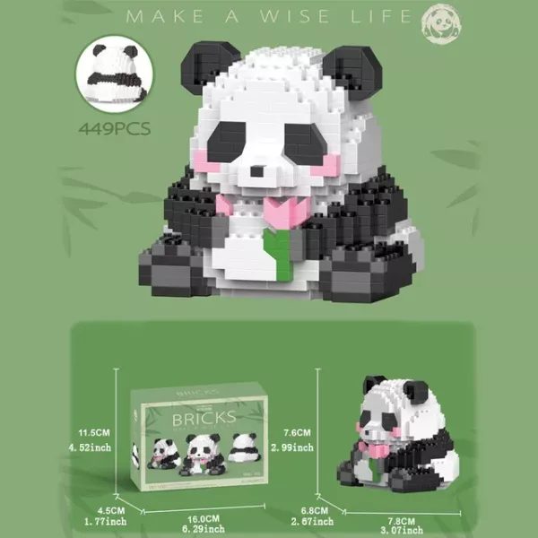 New Creative MINI Chinese Animal Panda Model Building Block MOC DIY Diamond Carousel 1