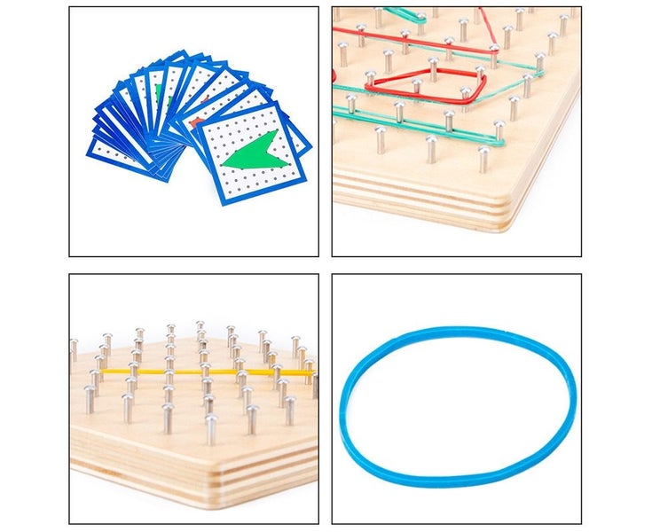 Wooden Geoboard Mathematical, Montessori Toys for Toddlers Mathematical Man Carousel 2