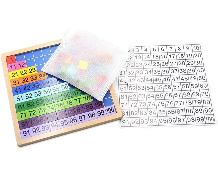 Wooden Math Hundred Board, Counting to 100 for Kindergarten, 1-100 Number B Carousel 6