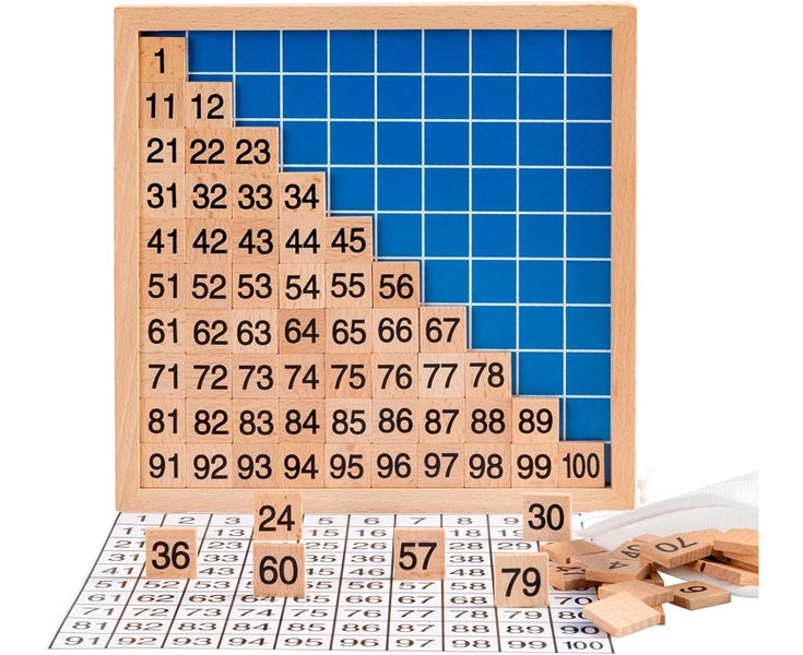 Wooden Math Hundred Board,Counting to 100 for Kindergarten,1-100 Number Boa Carousel 2