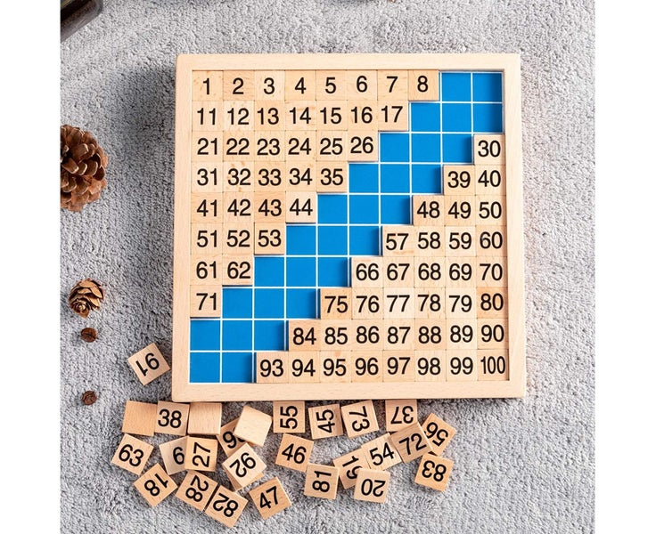 Wooden Math Hundred Board,Counting to 100 for Kindergarten,1-100 Number Boa Carousel 5