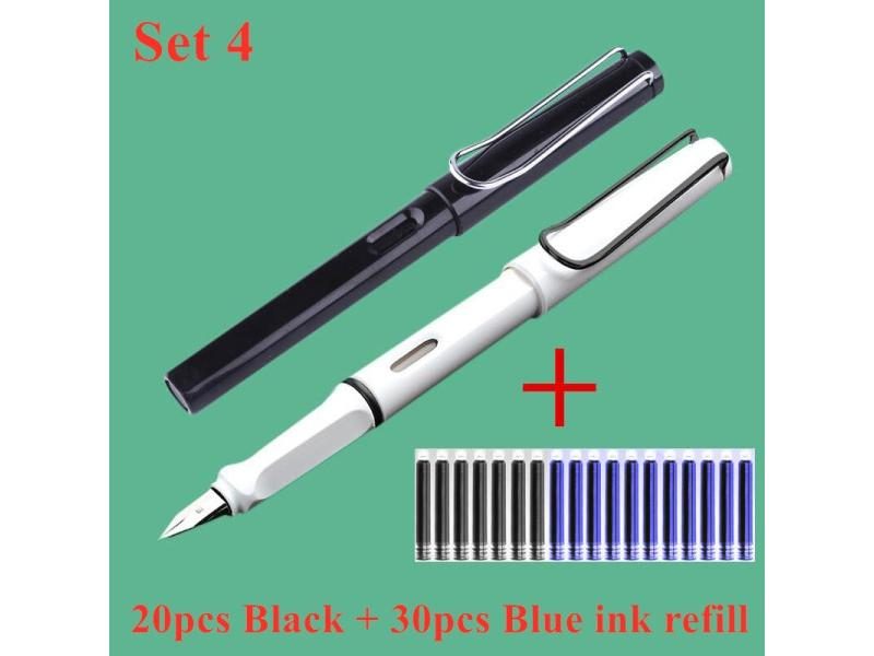 0.38mm Fountain Pen Set With Replaceable Ink Refill 2 Pens 50 Disposable Ink Carousel 1