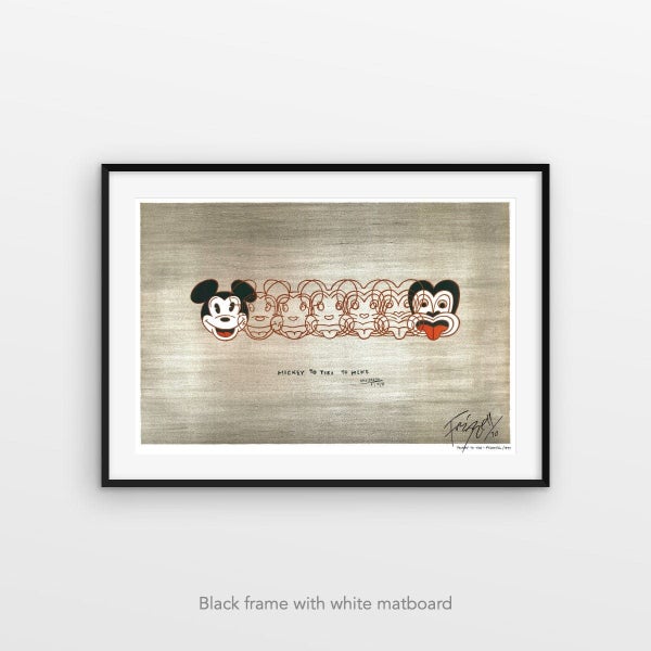 Personally signed Mickey to Tiki, framed, by NZ iconic artist Dick Frizzell Carousel 1