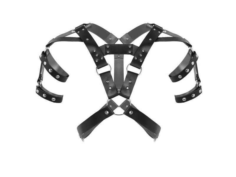 YiZYiF Harness Men Fetish Zentai Adjustable PU Leather Metal Rivet Studs Body Carousel 1
