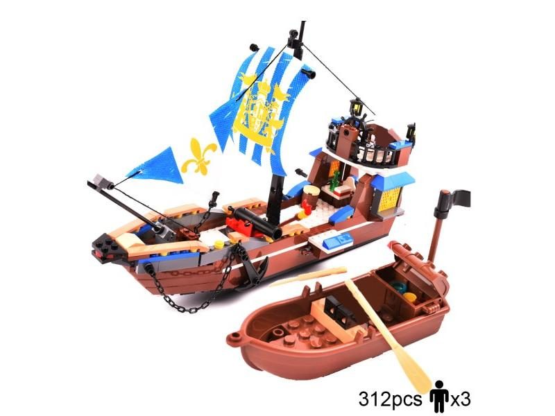 Building Block Large Pirate Ship Boat Black Pearl Silent Maria Adventure Carousel 1