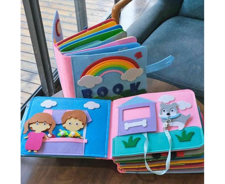 Washable Montessori Baby Busy Board 3D Toddlers Story Cloth Book Education Carousel 2