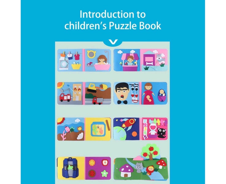 Washable Montessori Baby Busy Board 3D Toddlers Story Cloth Book Education Carousel 8