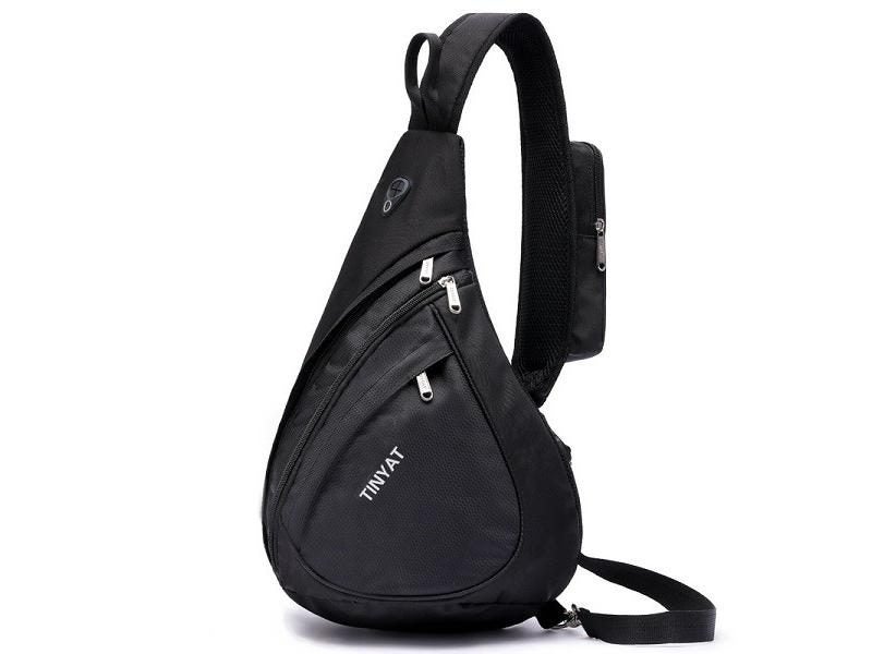TINYAT New Man Sling Shoulder Bag Anti-Theft USB Charge Waterproof Travel Chest Carousel 1
