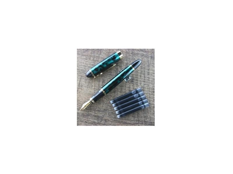 Marble Blue Gold Clip Metal Fountain Pen 0.5mm Ink Pens For Student Gift Office Carousel 1