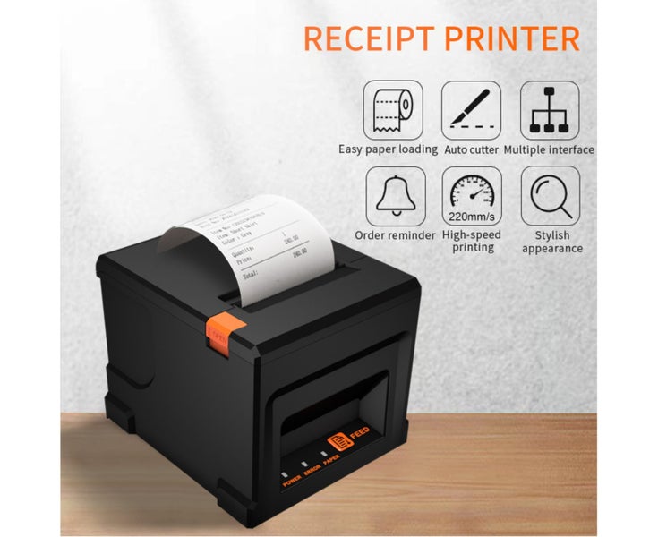 80mm USB+LAN Receipt POS Printer Auto Cutter Desktop Direct Thermal Printing Carousel 6