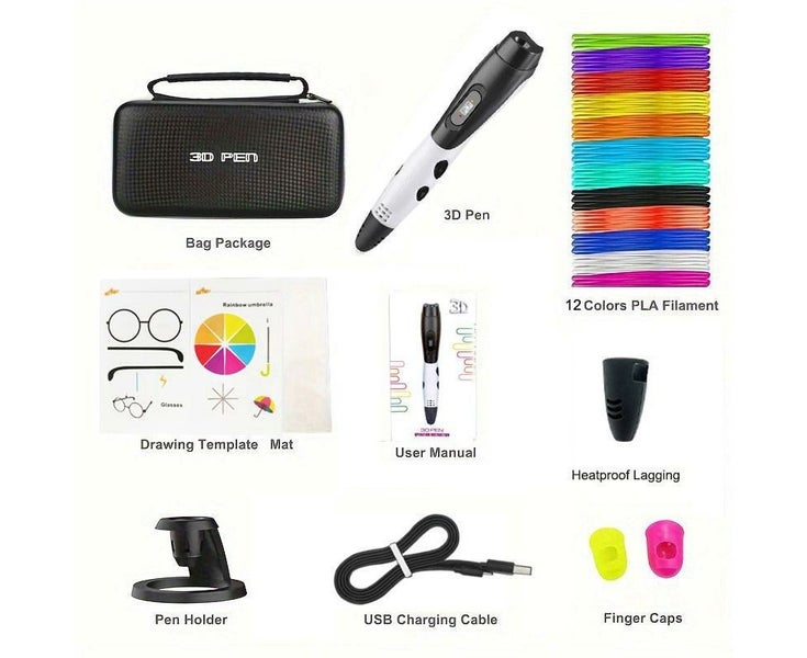 3D Printing Pen with 12 Colors PLA Filament Support ABS/PLA Filament DIY Dr Carousel 2