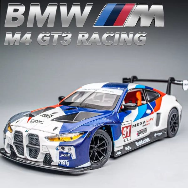 1:24 Alloy Sports Car Model Diecast Metal Model Sound and Light, M4 GT3 91 Carousel 1
