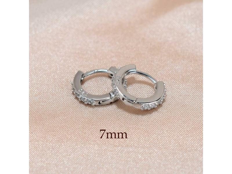 Rainbow CZ Huggies Earrings For Girls Men - Small Piercing Rings Carousel 1