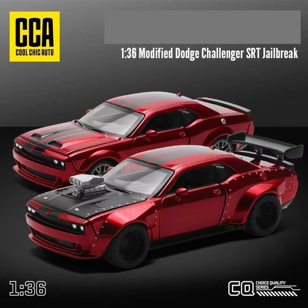 1/36 Dodge Challenger SRT Hellcat Assembled Modified Toy Car Model Diecast, Red Carousel 1