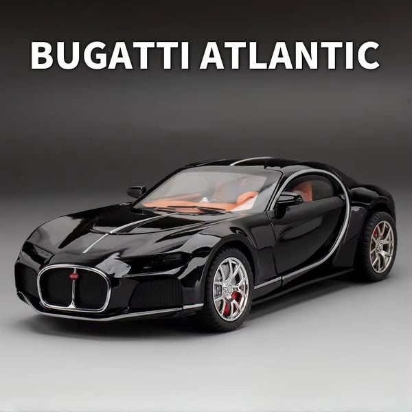 1/24 Bugatti Atlantic Model Car Diecasts Model Vehicle with Light Sound, Black Carousel 1