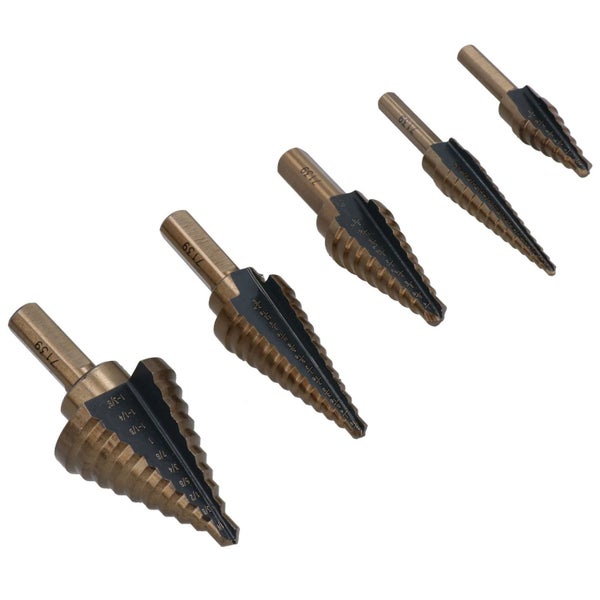 1/8" - 1 - 3/8" Imperial HSS - G Step Drill Cone Conical Cutter 5pc Set In Case Carousel 2