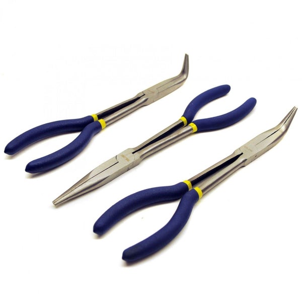 3pc 11" Long Nose Plier Straight / 45 / 90 Degree Pliers Set TE041 Carousel 1
