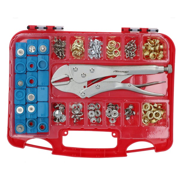 Eyelets And Snap Ring Fastener Assortment Kit Punching + Riveting Set 275pc Carousel 1