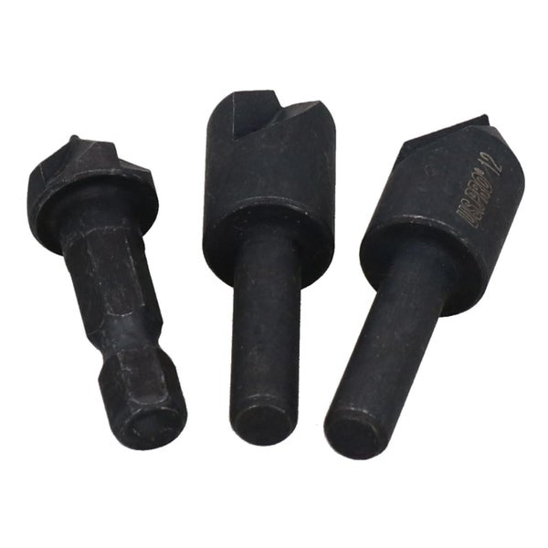 3pc Countersink Drill Bits Boring 70 + 90 Degree Chamfer For Soft Metal + Wood Carousel 2
