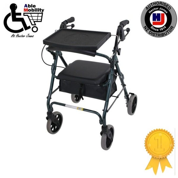 ABLE MOBILITY WALKER ROLLATOR 8" GREEN WITH TRAY Carousel 1