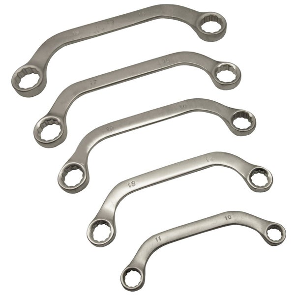 Half Moon Ring Spanners 5pc Metric Sizes 10-19mm Obstruction Bend C Wrench TE427 Carousel 1