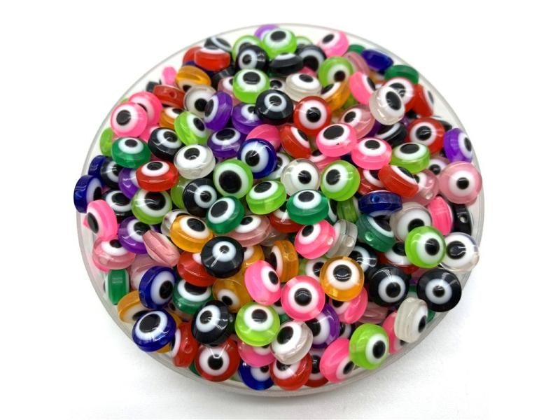 50pcs/Lot 8mm Oval Shape Spacer Beads Evil Eye Beads Stripe Resin Spacer Beads Carousel 1