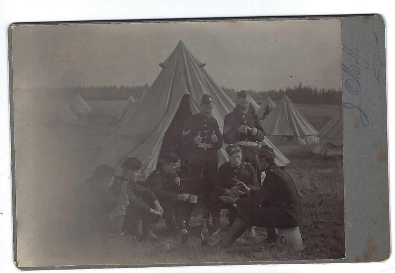 Dunedin City Guard soldiers tent cabinet photo 1904/5 Buy Now Carousel 1