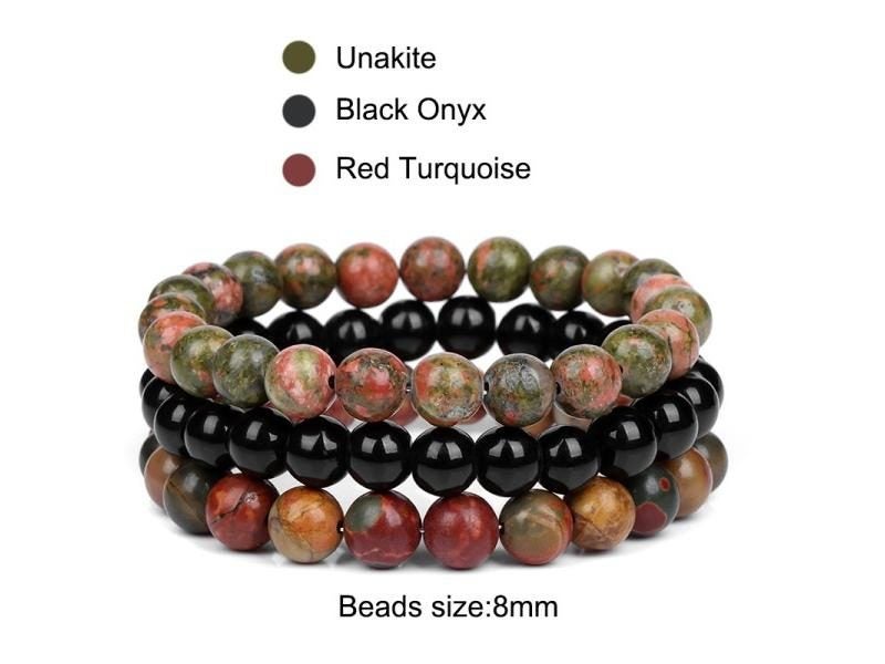 3Pcs/Set Natural Stone Bracelet For Women Men Health Protection Rose Quartzs Carousel 1