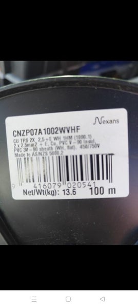 Electrical Cable 2.5mm 2C+E TPS 100m drum Carousel 1