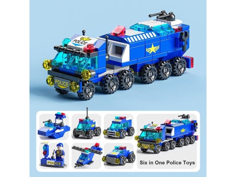 6 In 1 Building Block Toys Cute Cartoon Navy Force Mini Block Toys For Children Carousel 1