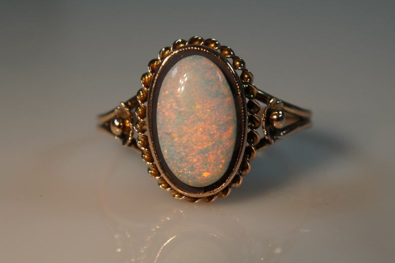 Antique Genuine Natural Opal 9ct Handmade Ring Carousel 1