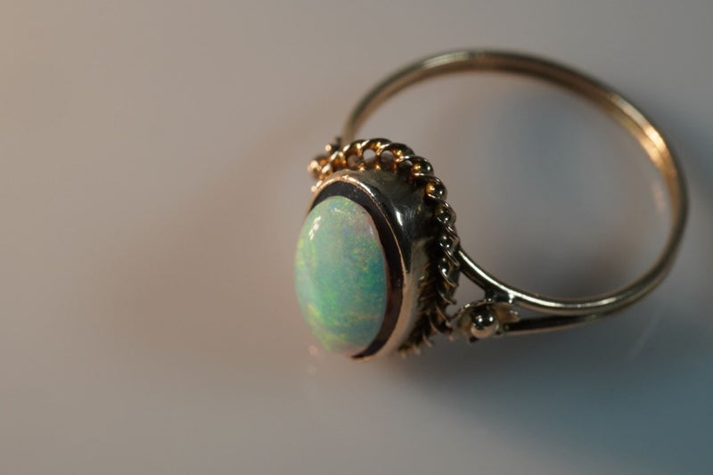 Antique Genuine Natural Opal 9ct Handmade Ring Carousel 13