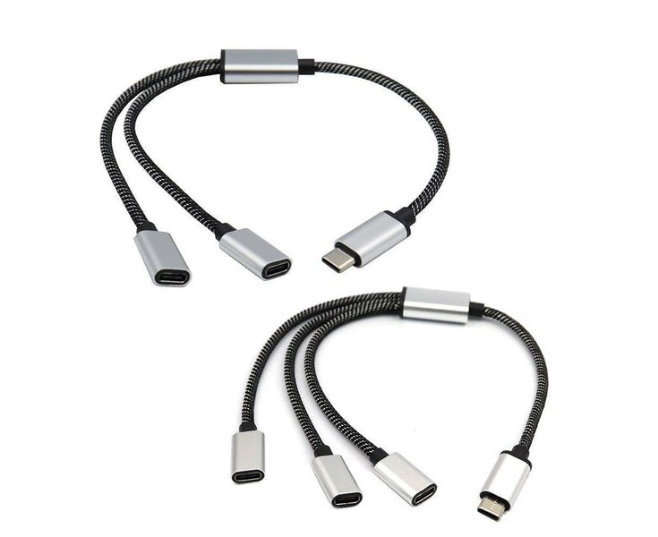USB C Male to Two USB C Female Splitter Hub for Type C Charger Cables Carousel 2