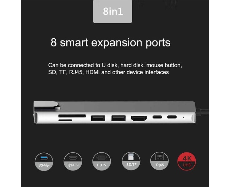 USB Hub Multiport Adapter Docking Station Aluminum for MacBook Pro Carousel 8