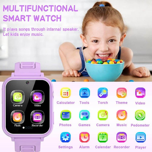 Kids Smart Watch with 16 Games Camera Calculator Recorder -Purple Carousel 2