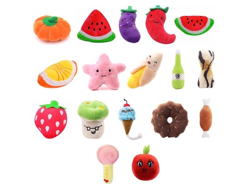 Pet Interactive Plush Squeaky Toy For Cats Fruit Bite Resistant Carousel 2