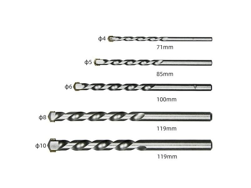 TASP 5pcs Masonry Drill Bits Tungsten Carbide 4 5 6 8 10mm Power Tool Carousel 1