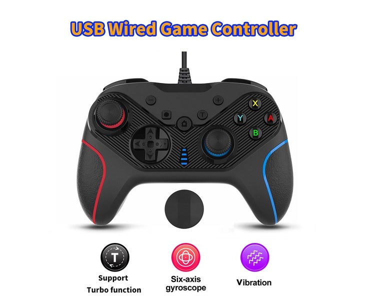 USB Wired Gamepad Game Controller Ergonomic Game Handle with Double Joystic Carousel 2