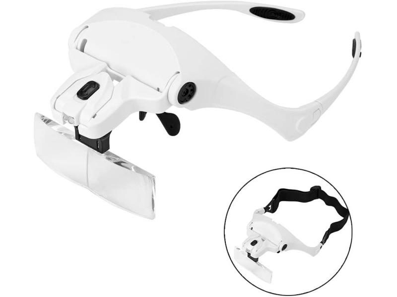 1.0X 1.5X 2.0X 2.5X 3.5X Adjustable 5 Lens Loupe LED Light Headband Magnifier Carousel 1